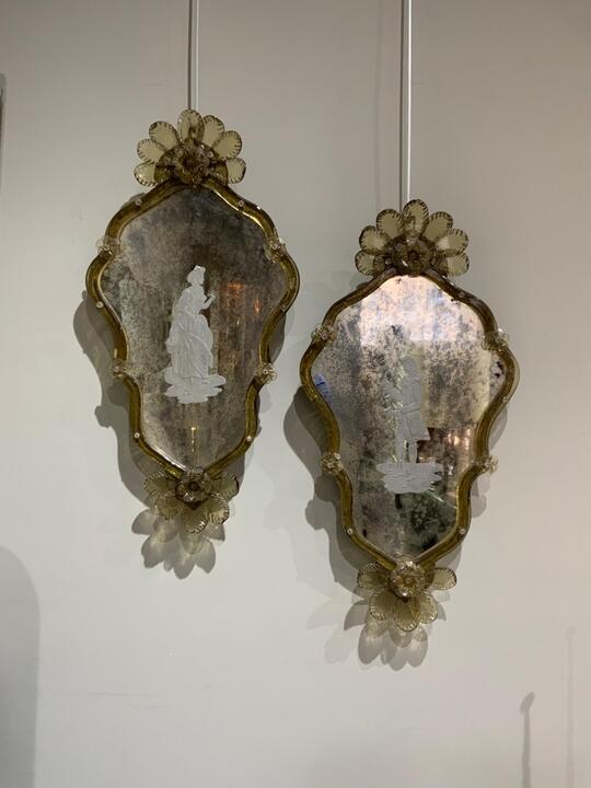 Pair of murano mirrors Venice circa 1950