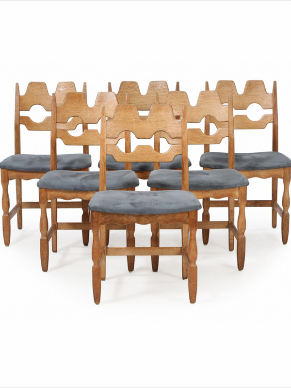 6 oak Chairs H Kjaernulf Denmark 1960
