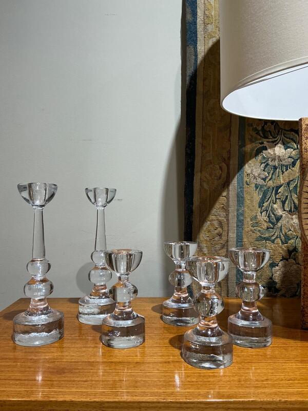 6 glass candelholders - Maleras Sweden 1960 