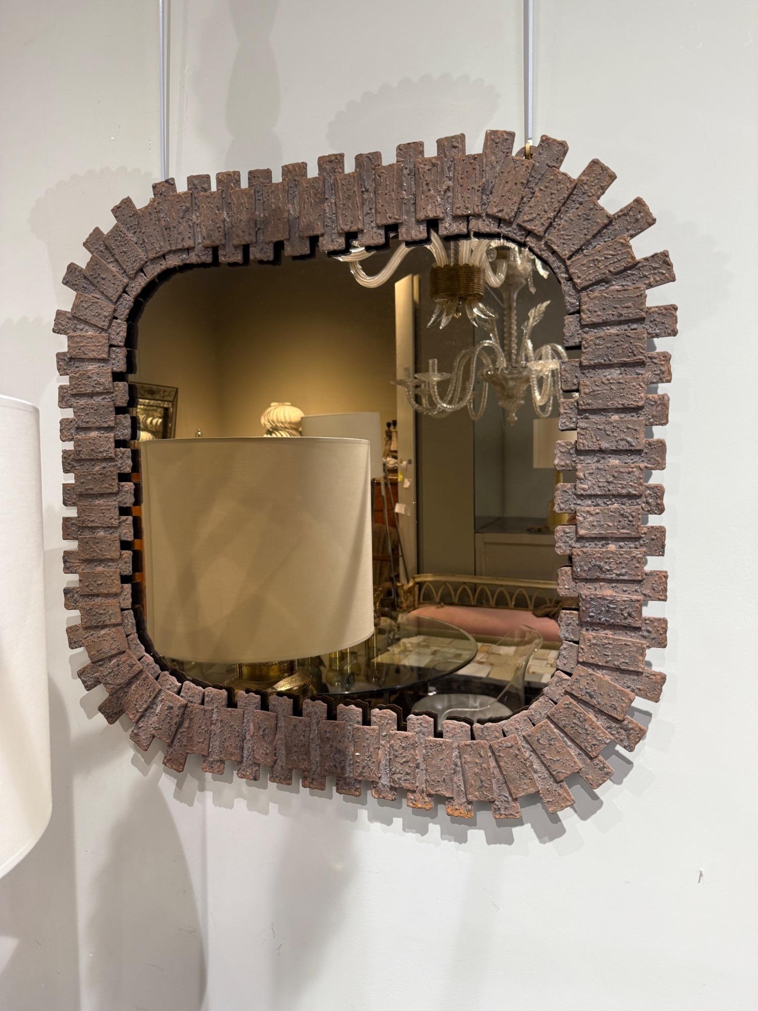 Brutalist mirror circa 1970