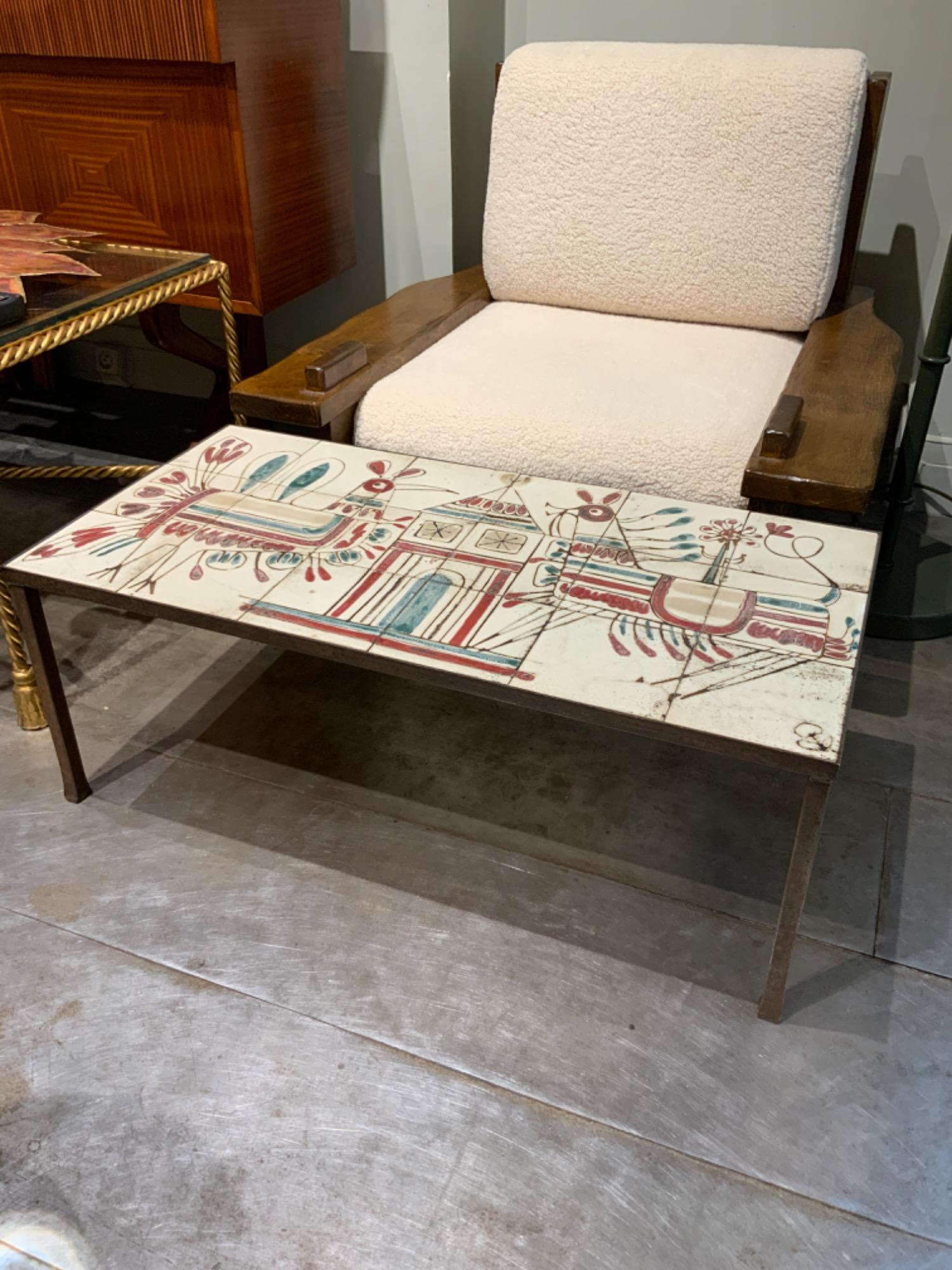 Ceramic coffee table Gustave Reynaud 1950