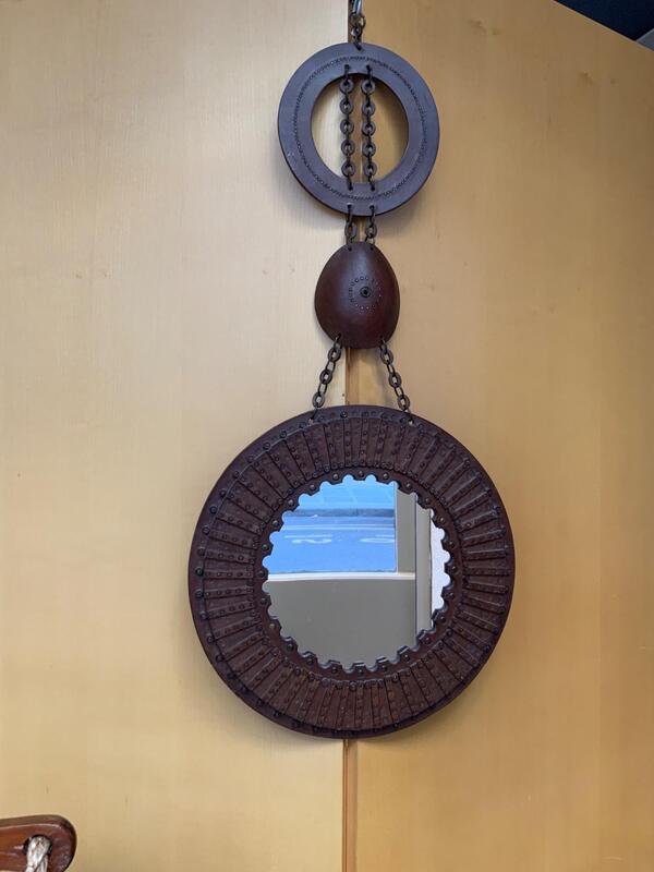 French leather mirror circa 1970 