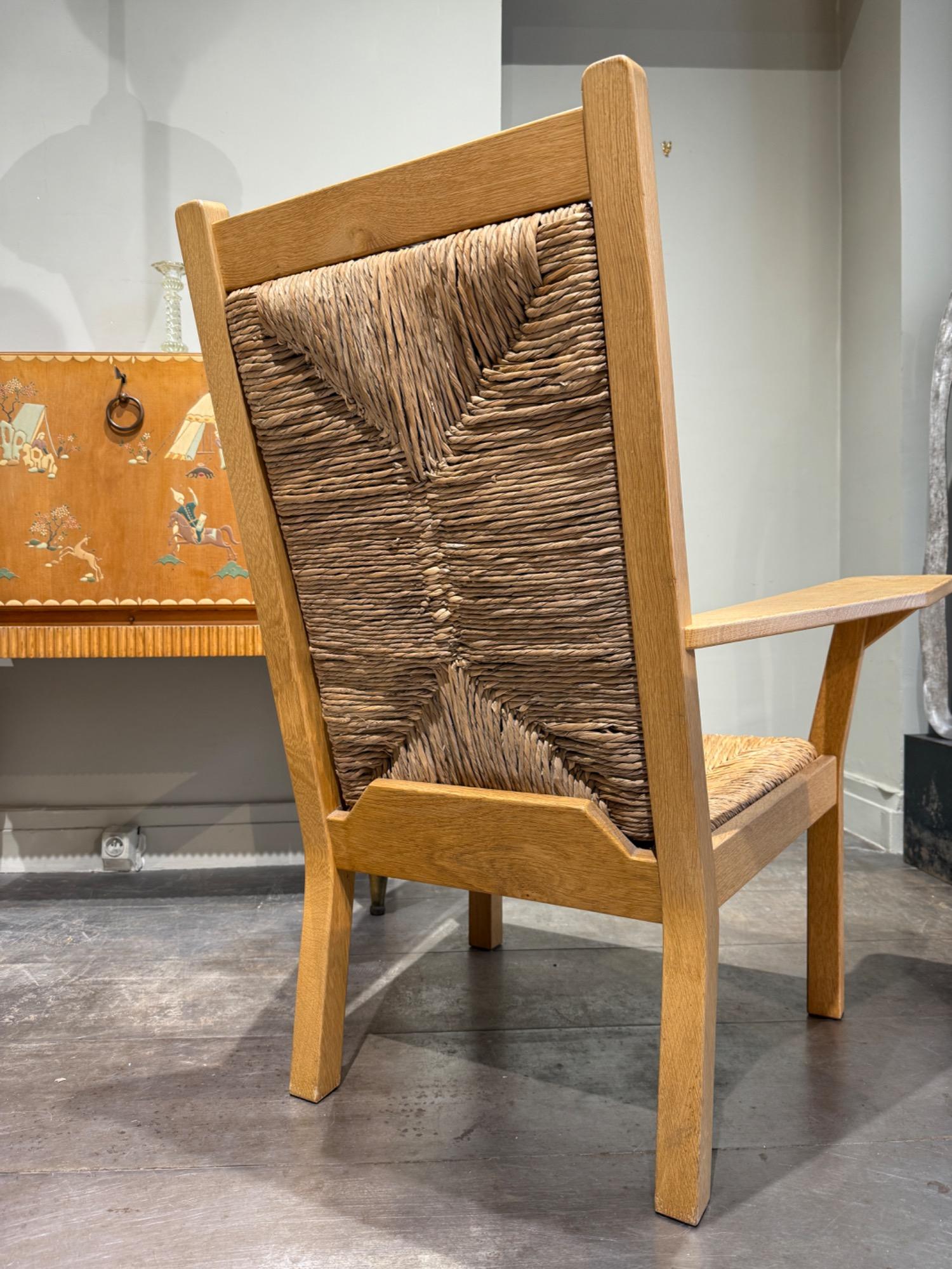 Large oak armchairs Willy Ohler circa 1960