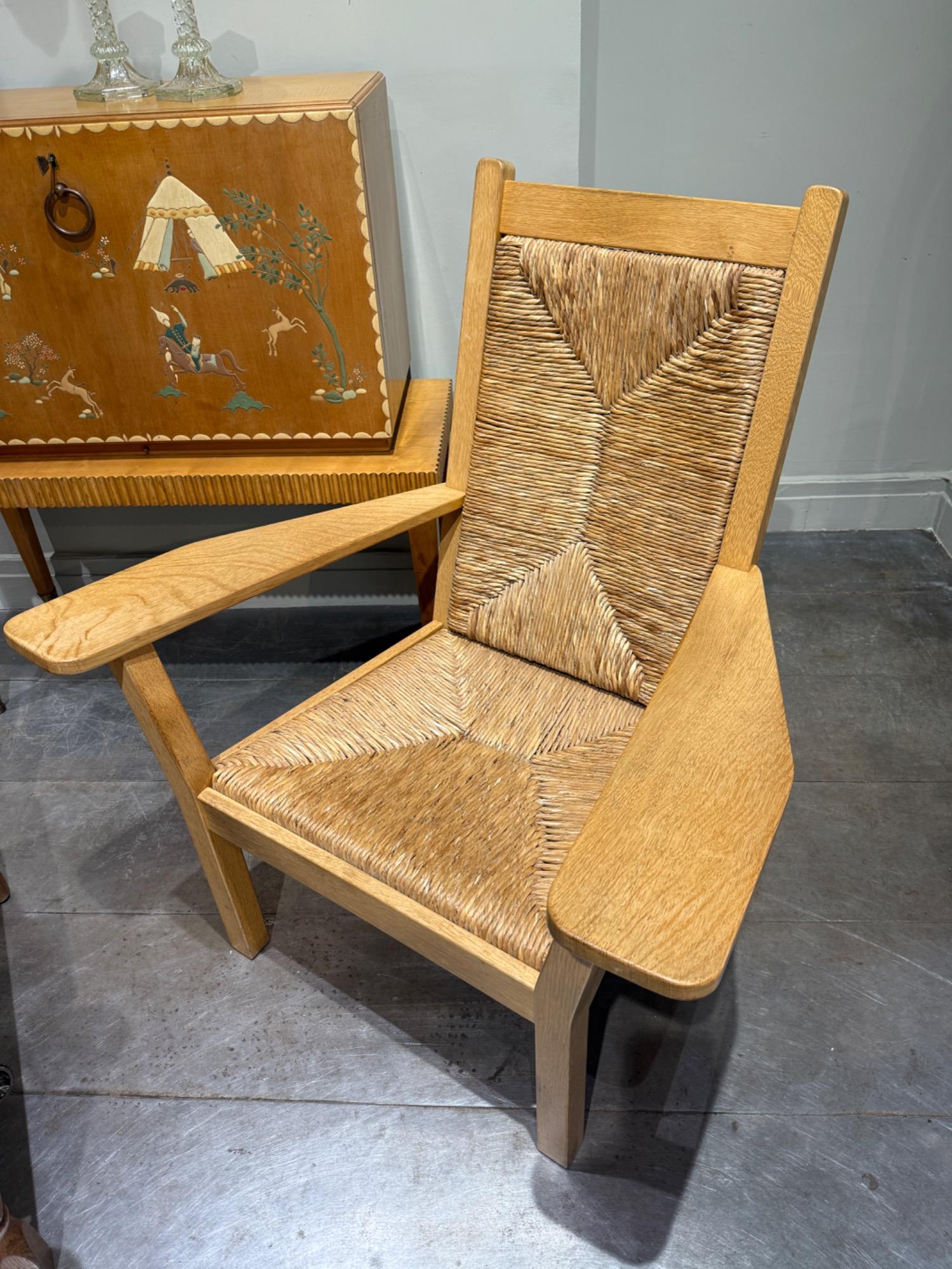 Large oak armchairs Willy Ohler circa 1960