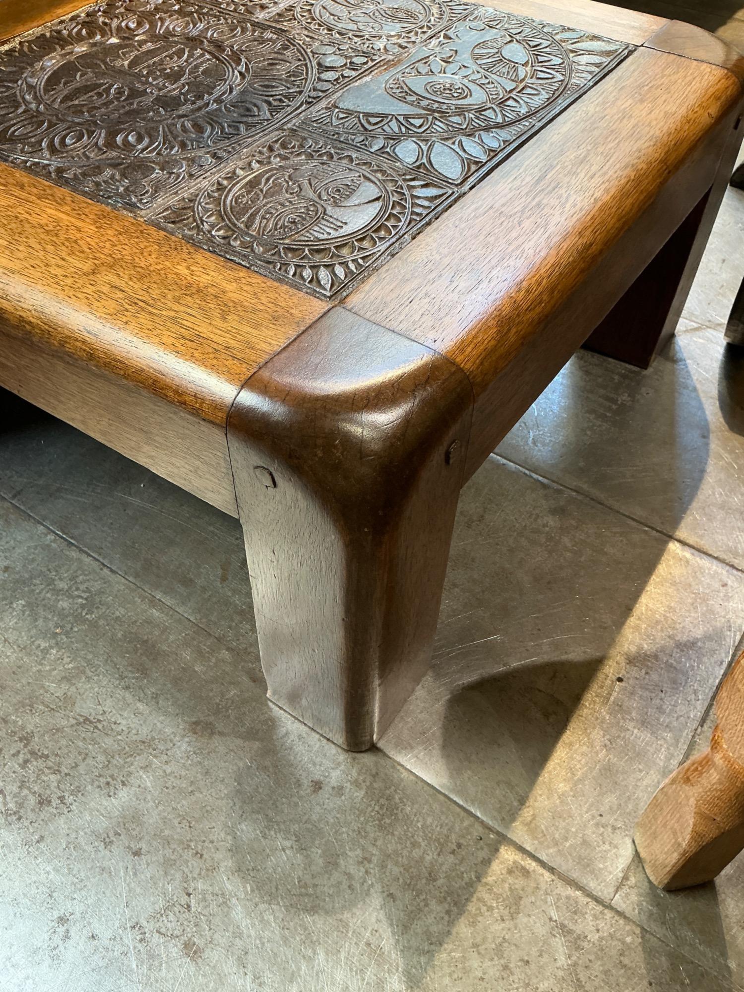 Oak side table ceramic top R Zobel signed circa 1960