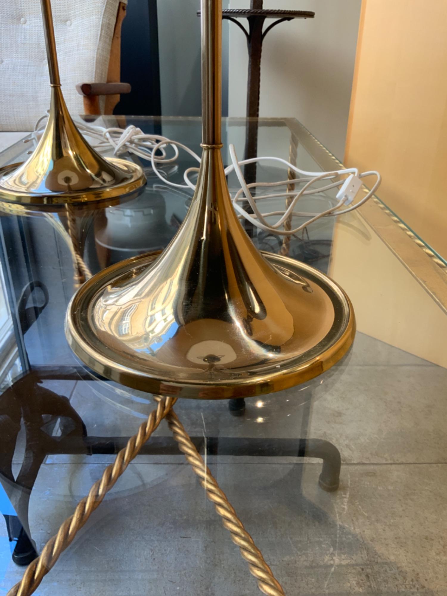 Pair of brass table lamps Bergboms corca 1970