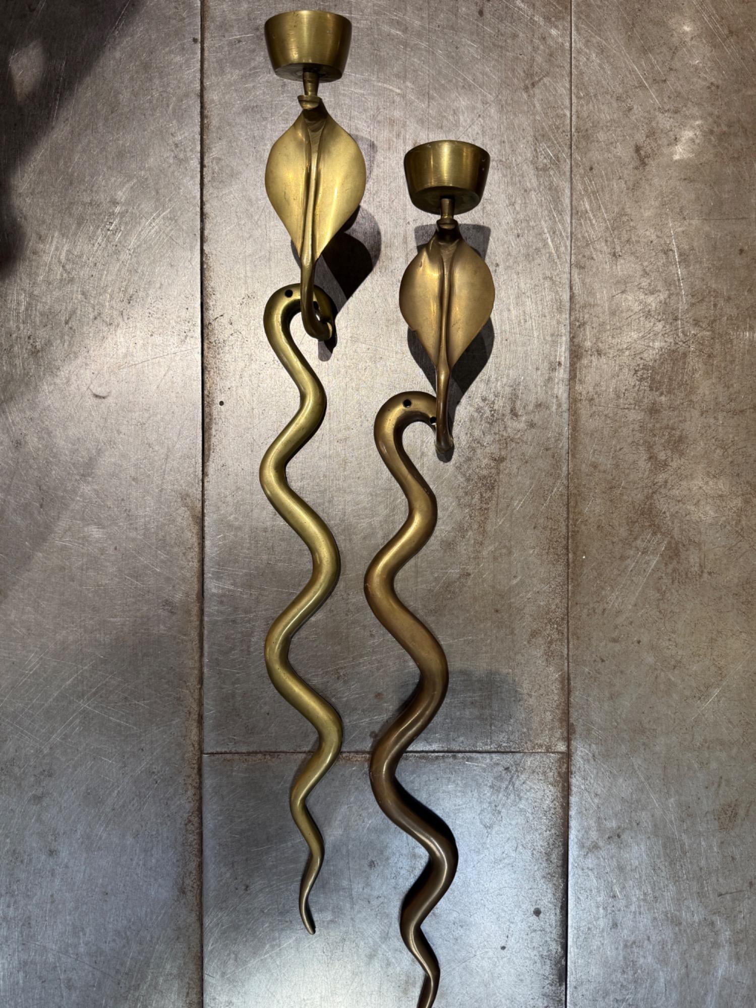 Pair of bronze sconces italy 1970 