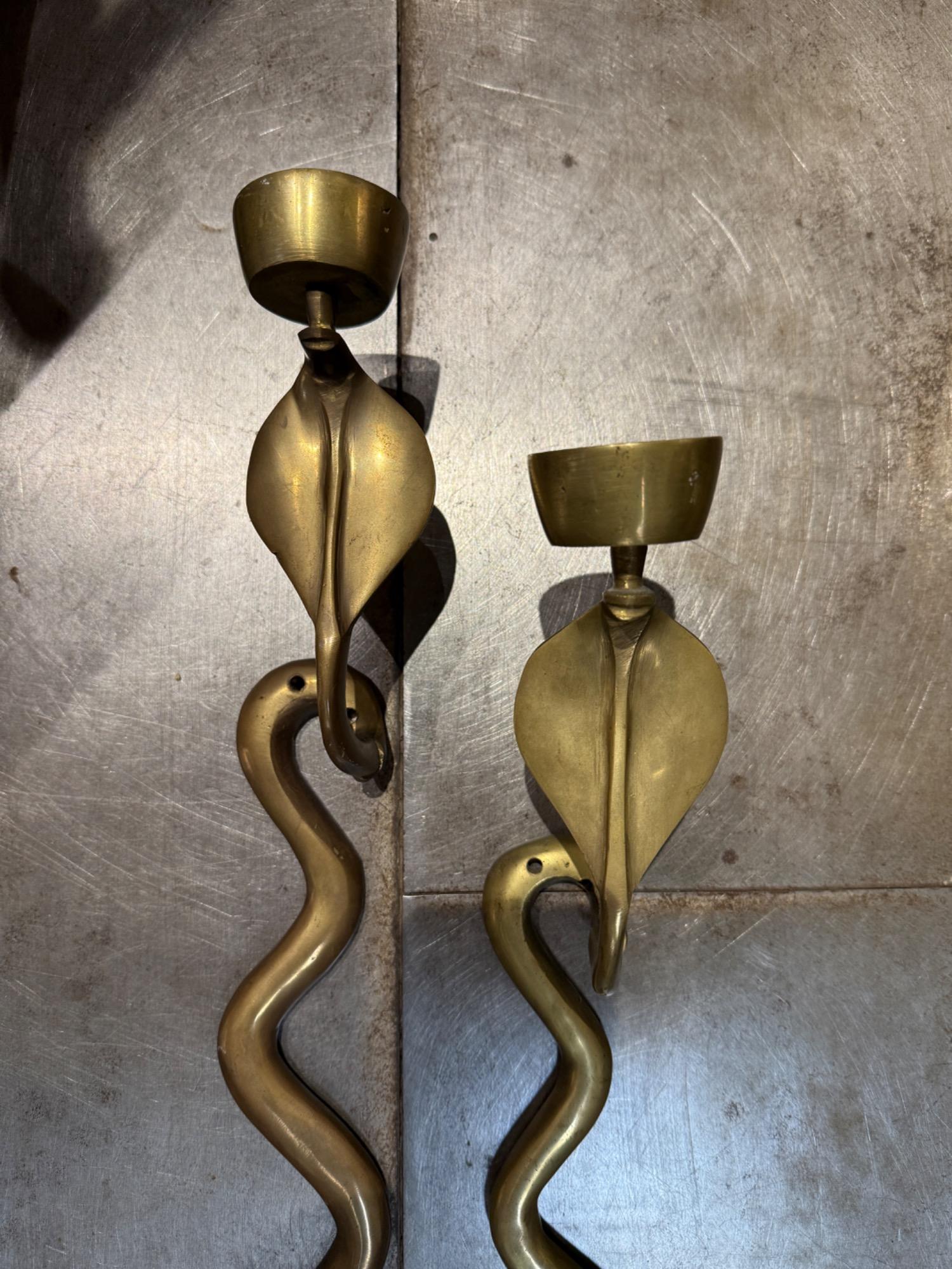 Pair of bronze sconces italy 1970 