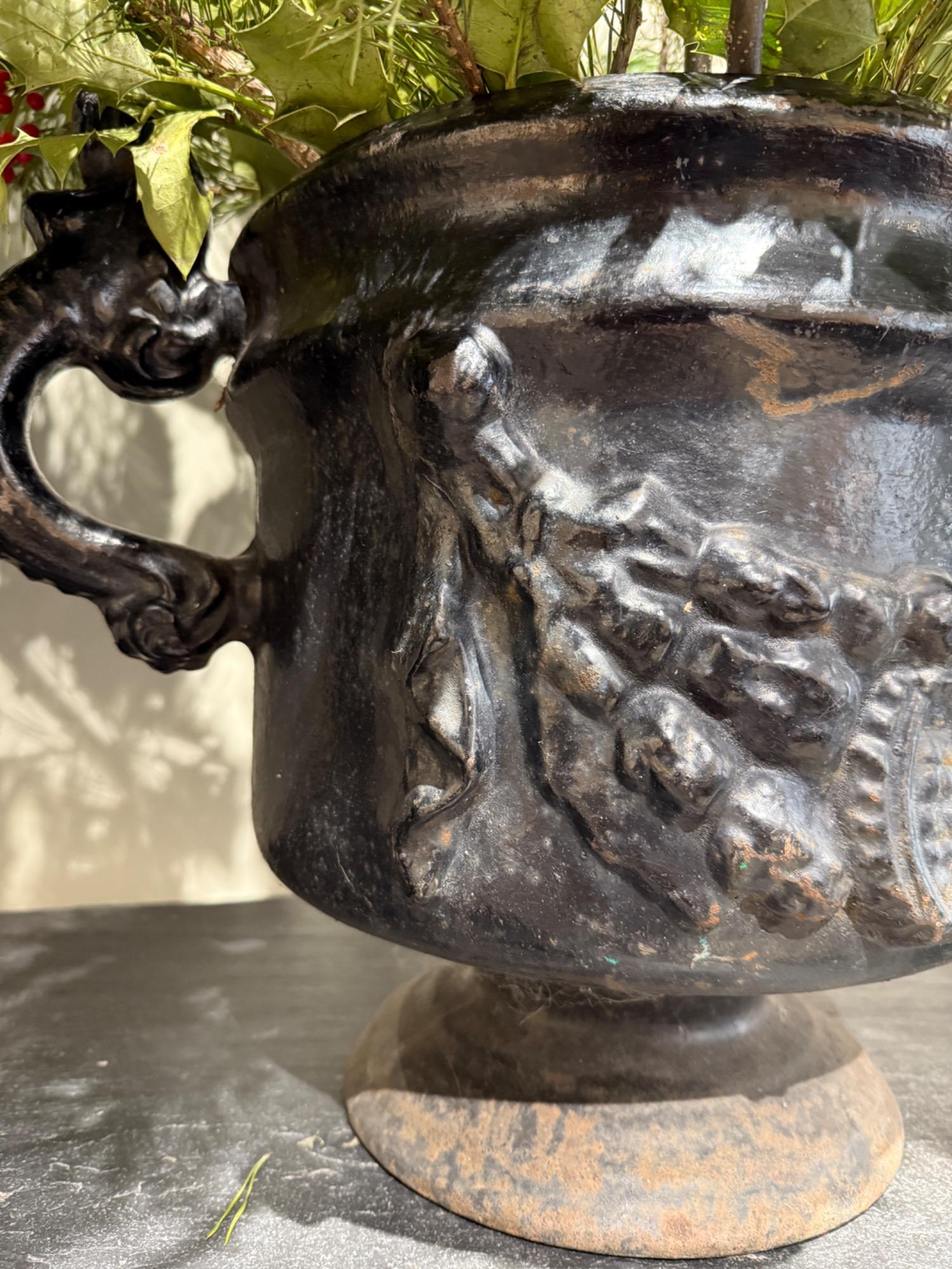 Pair of cast iron urns sweden circa 1900