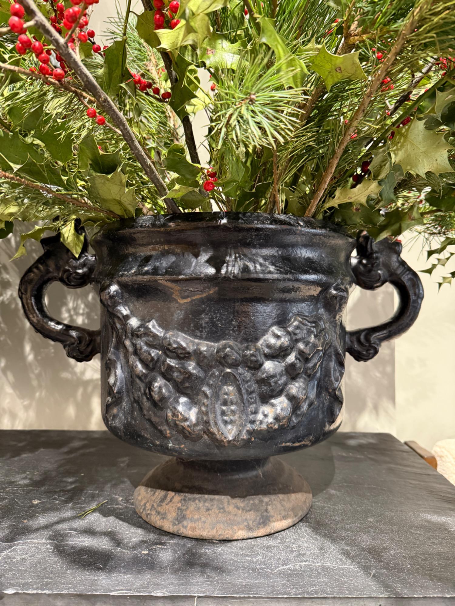 Pair of cast iron urns sweden circa 1900