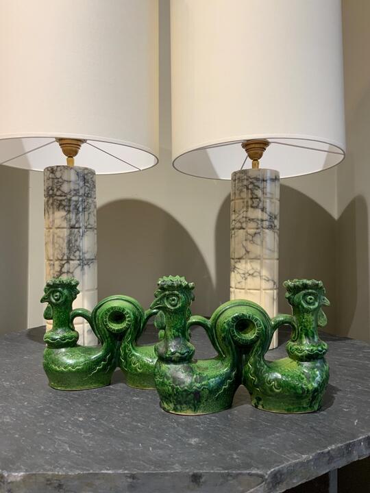 Pair of ceramic candelholders circa 1960