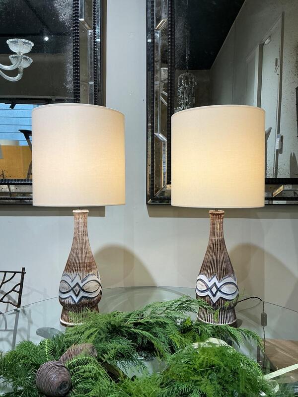 Pair of ceramic lamps Kingo Denmark 1970 