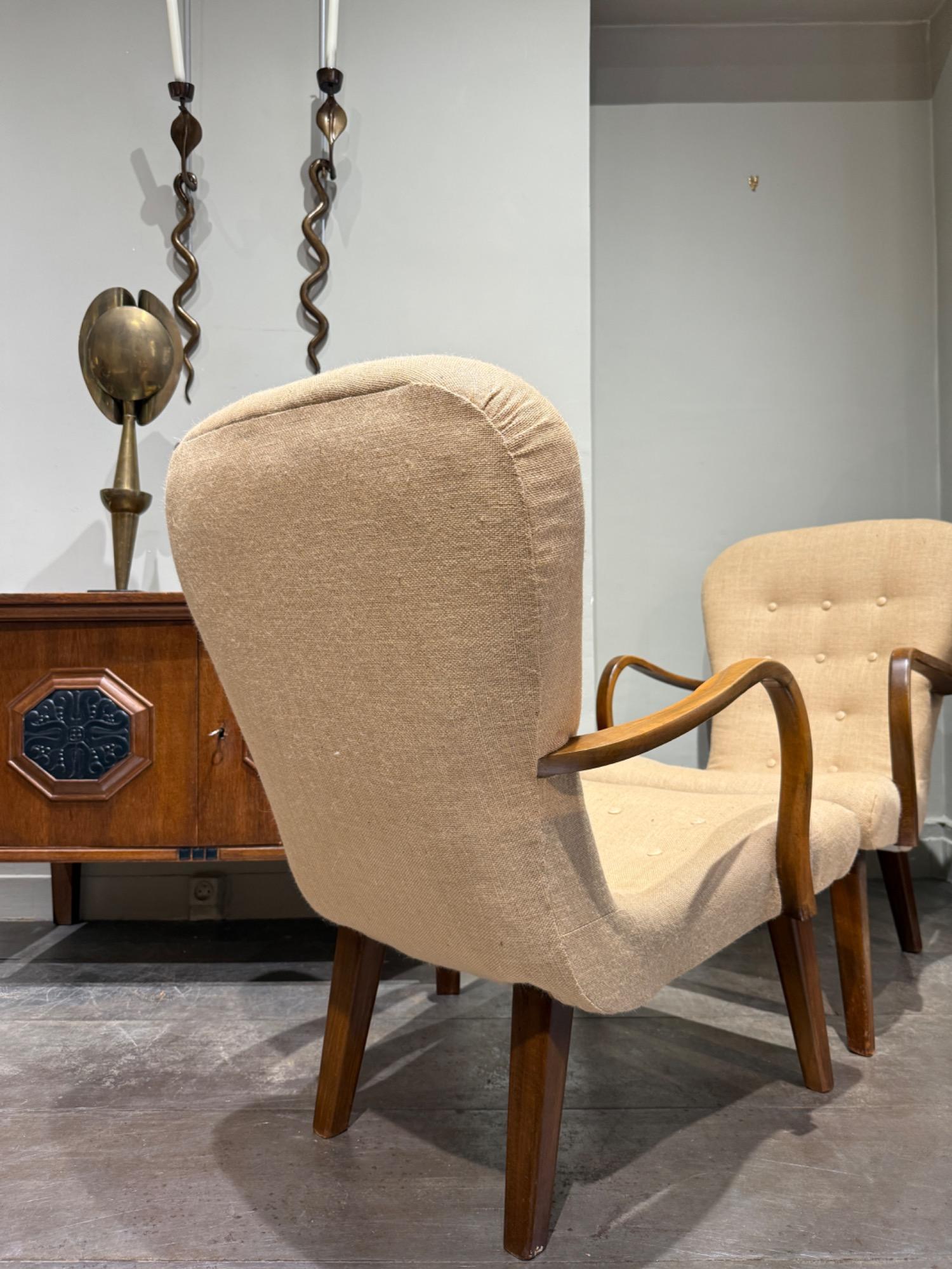 Pair of clam chairs Denmark 1950 