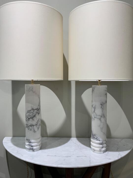 Pair of marble lamps Bergboms sweden 1970