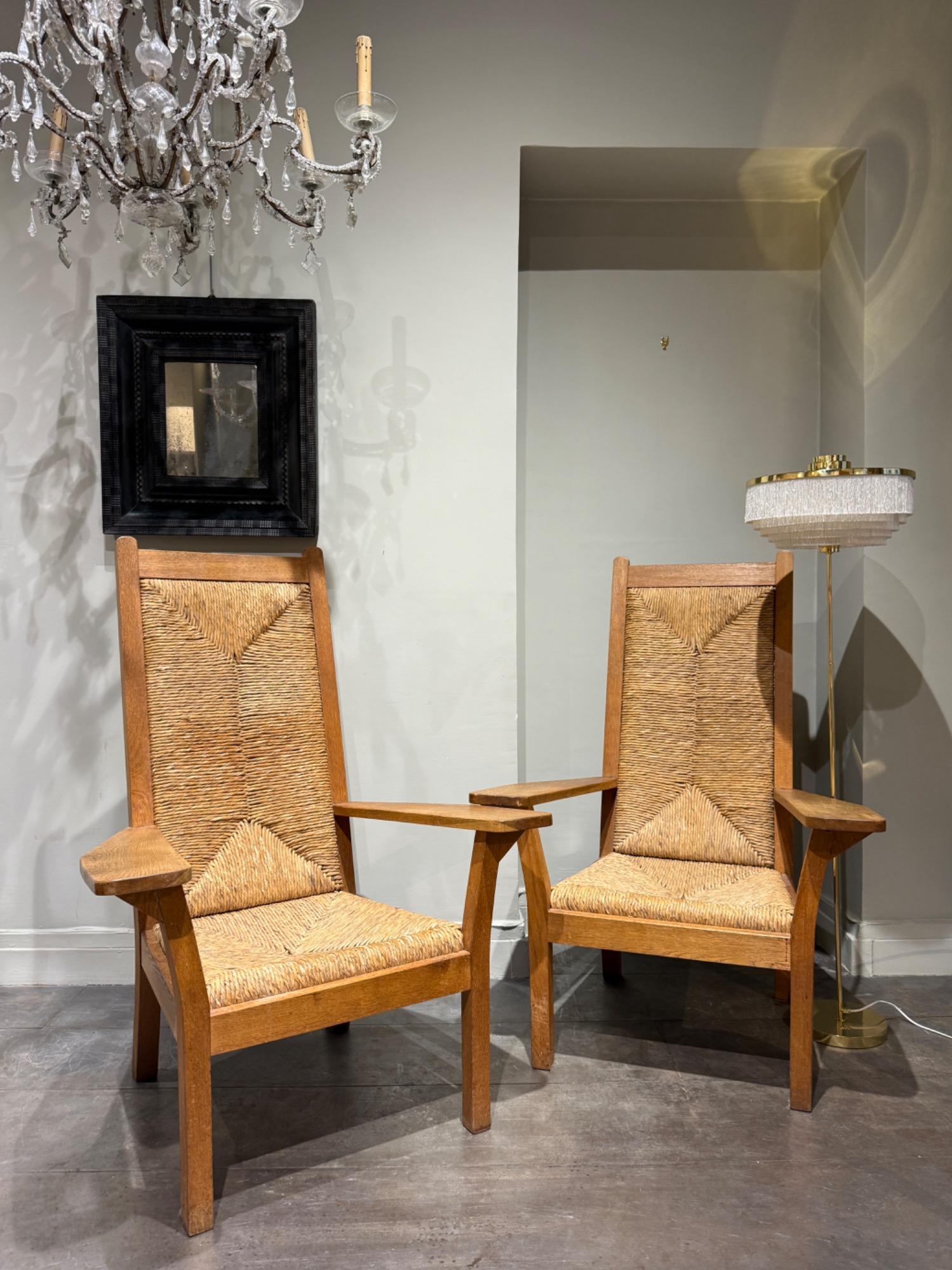 Pair of oak armchairs willi Ohler Germany 1920