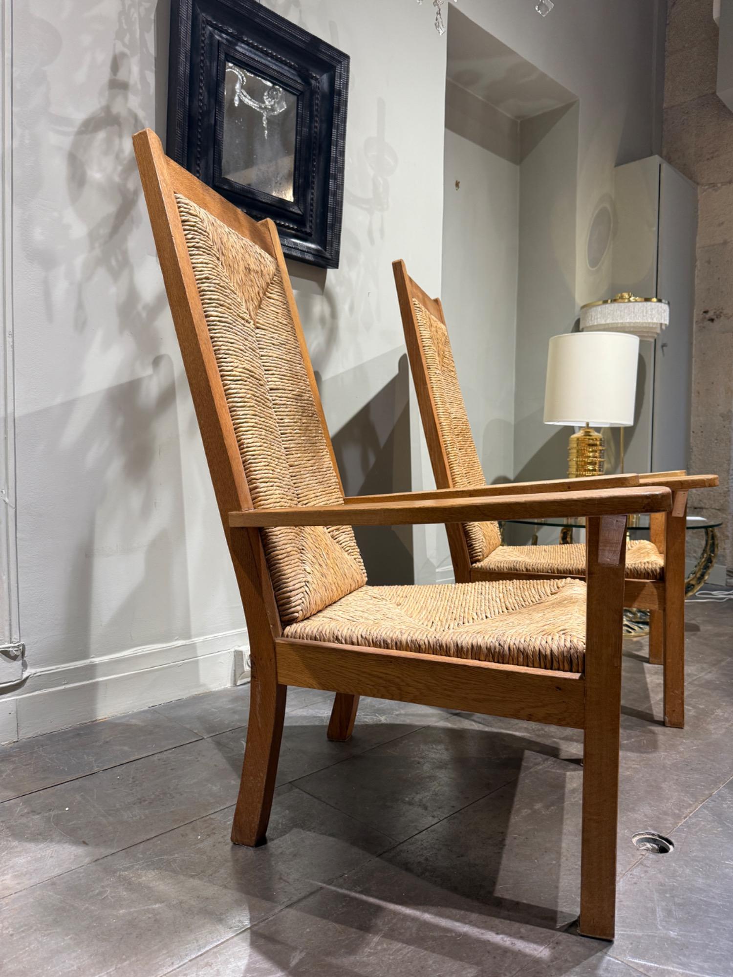 Pair of oak armchairs willi Ohler Germany 1920