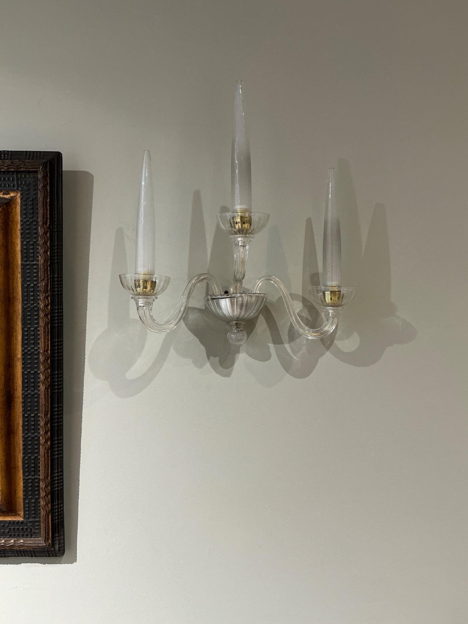 Pair of sconces Venini Murano 1950