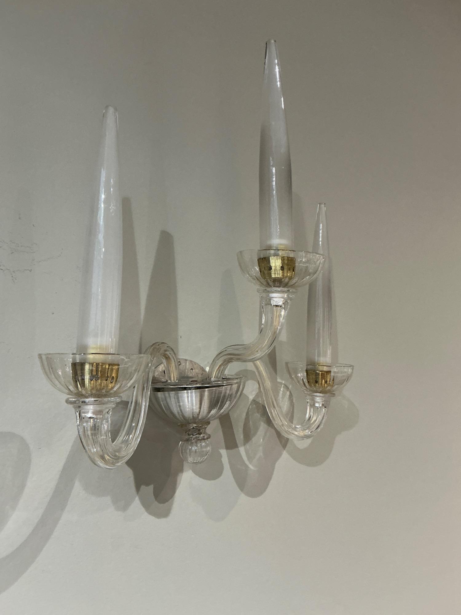 Pair of sconces Venini Murano 1950