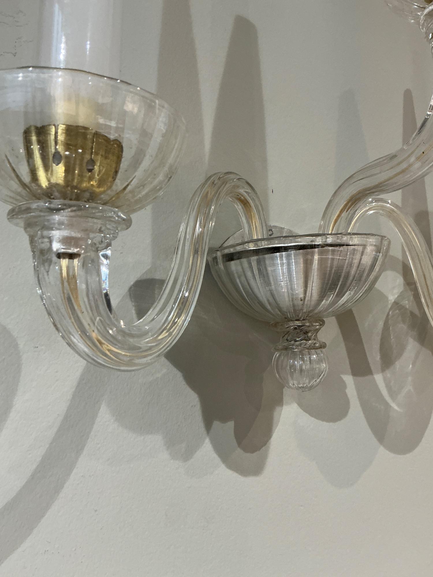 Pair of sconces Venini Murano 1950