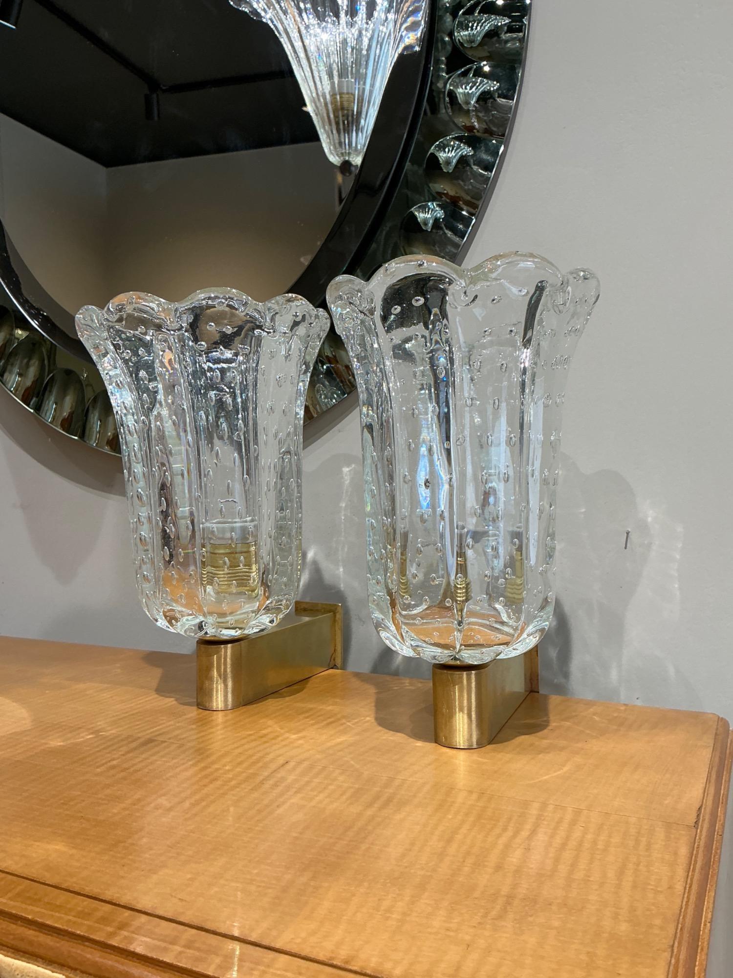 Pair of Seguso Bullicante sconces circa 1940