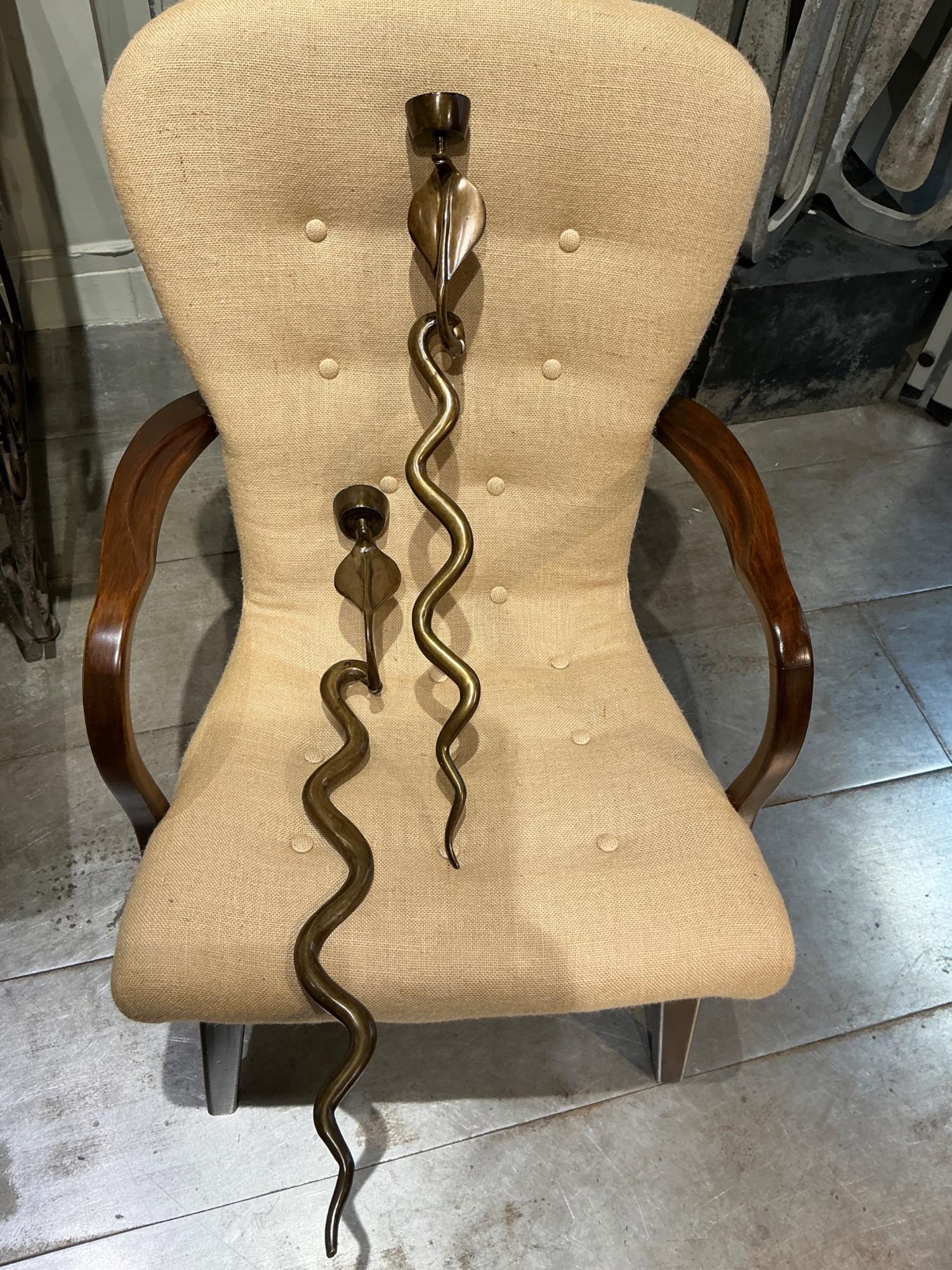 Pair of snakes sconces circa 1960