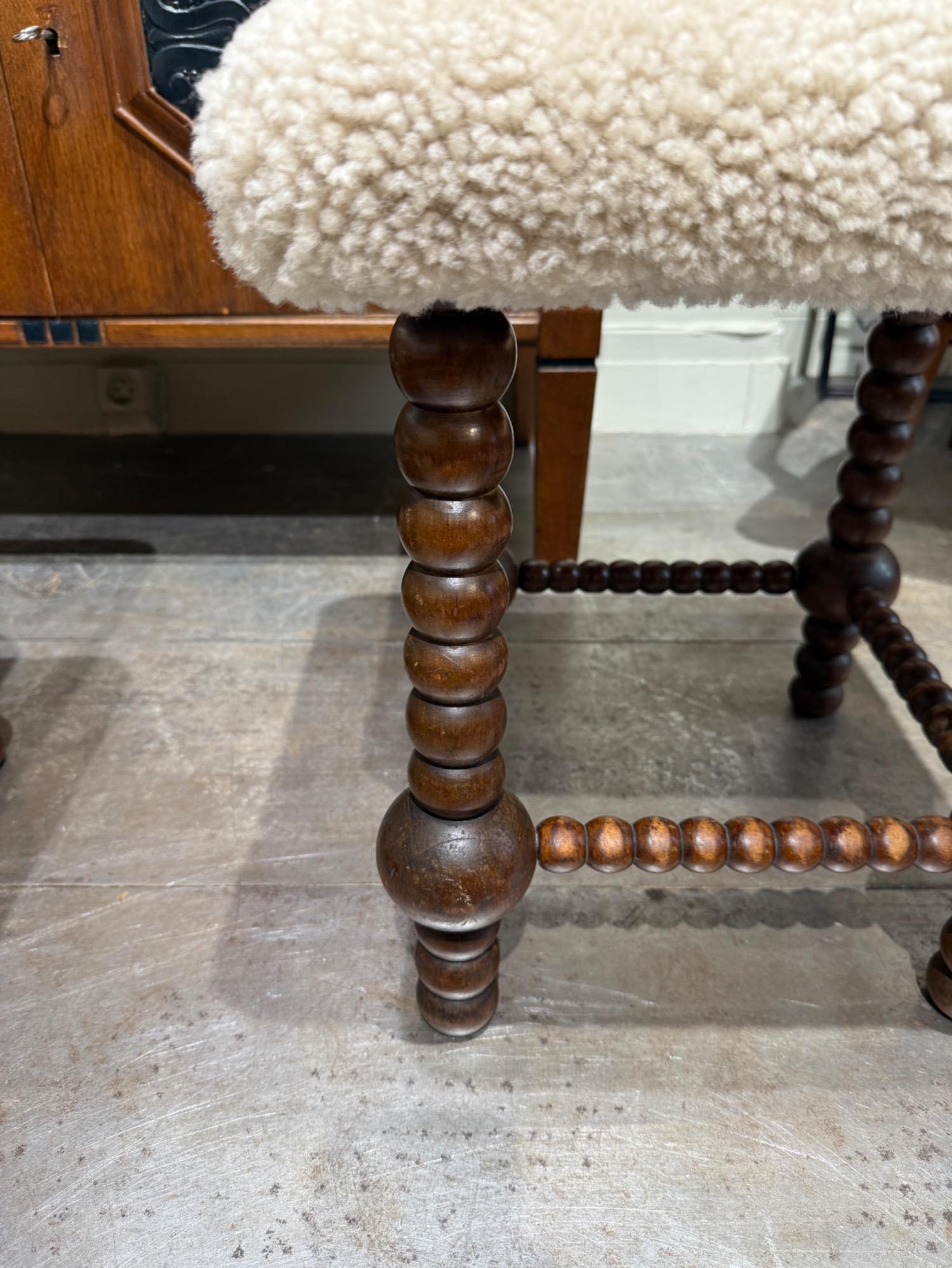 Pair of stools with sheepskin circa 1950 