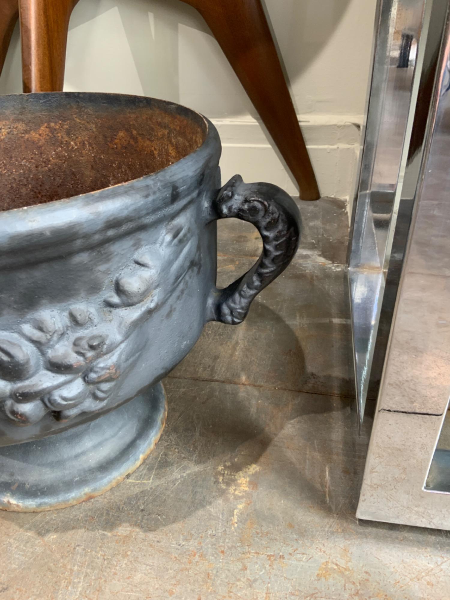 Pair of swedish cast iron urns circa 1950