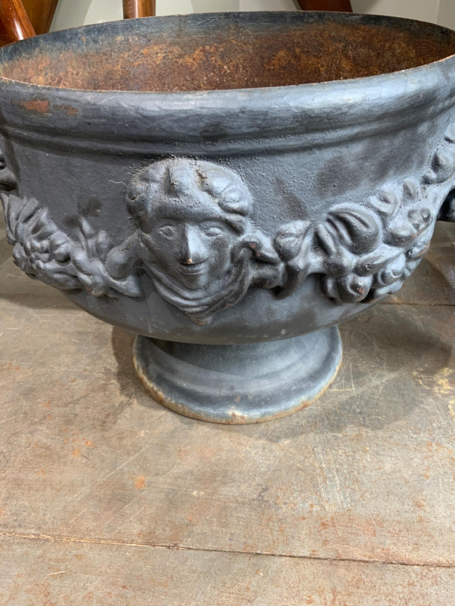 Pair of swedish cast iron urns circa 1950