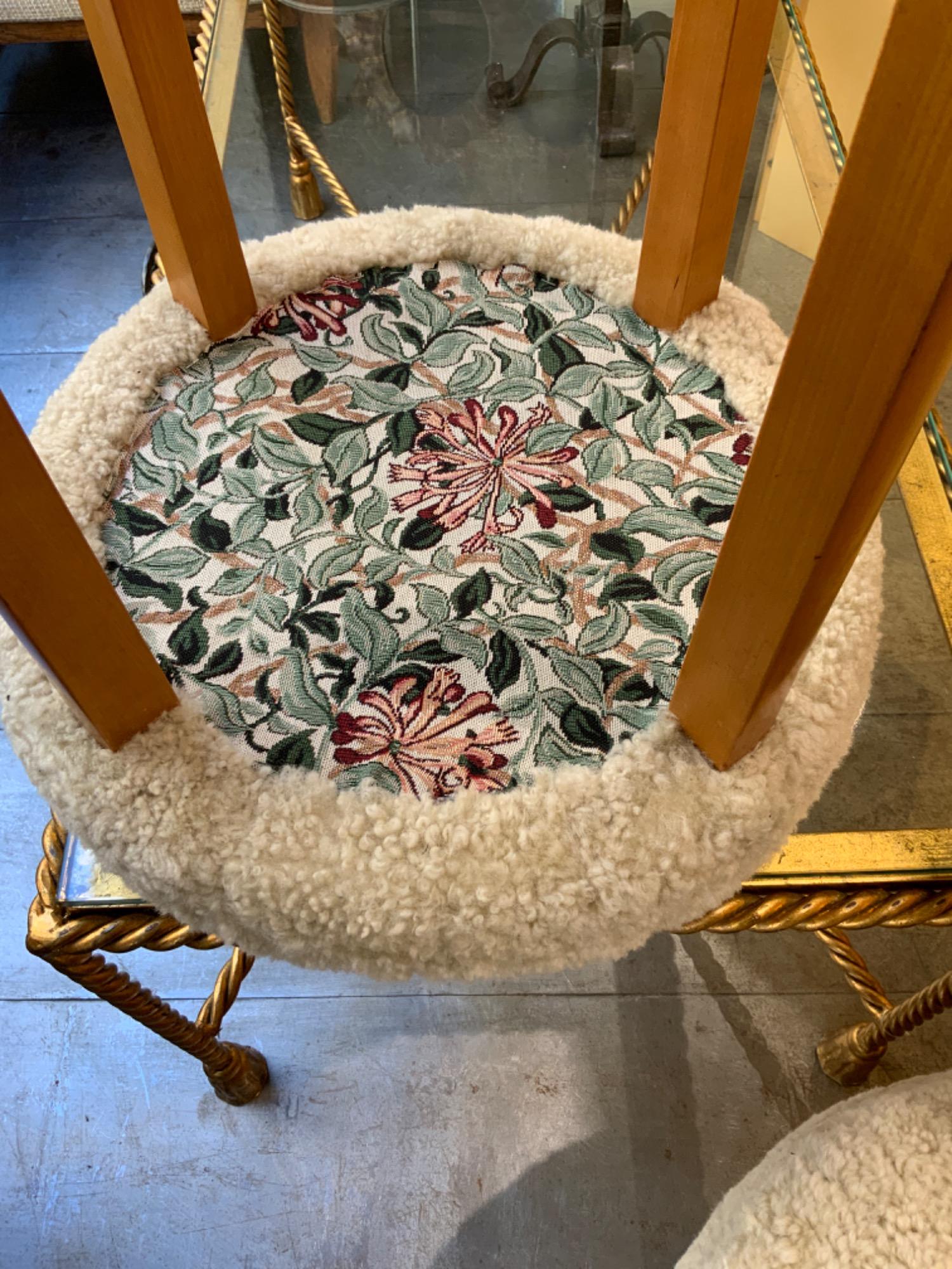 Pair of swedish stools in sheepskin circa 1940