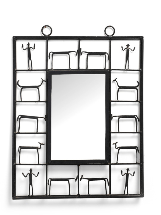 Wrought iron mirror F Weinberg circa 1970